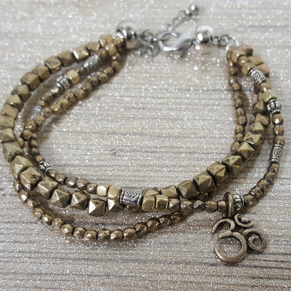 Multi-Strand Beaded Bracelet with Om Charm - Picture 3 of 4